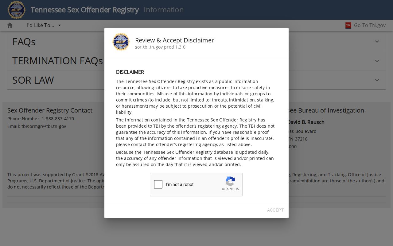 Williamson County released inmate mugshot limits on the TBI registry
