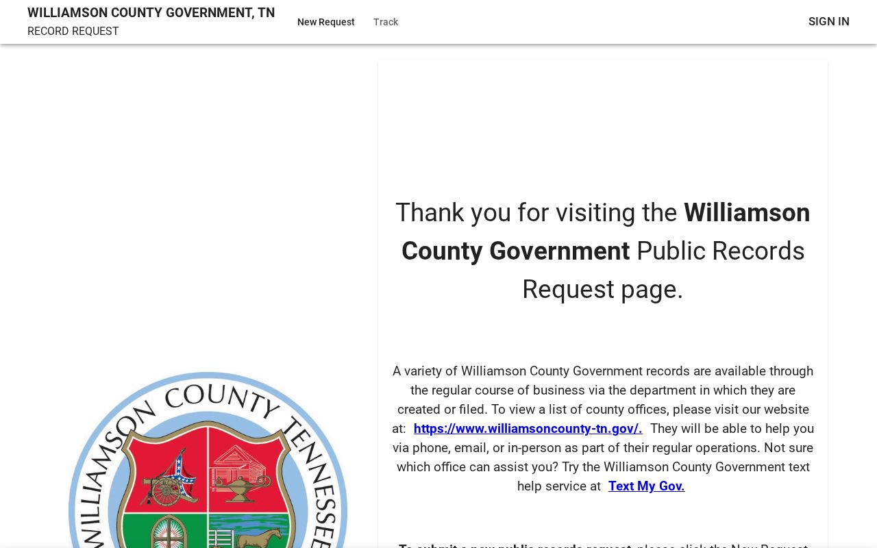 Williamson County release record request routing